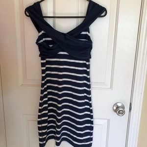Abercrombie Navy Blue and white striped dress